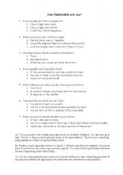 English Worksheet: How fashionable are you? Quiz
