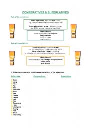 English worksheet: Comperatives and Superlatives