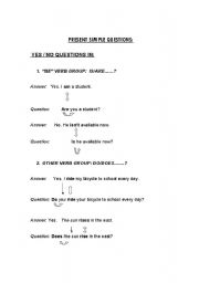 English worksheet: PRESENT SIMPLE QUESTIONS 