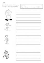 English Worksheet: describing whta people are wearing