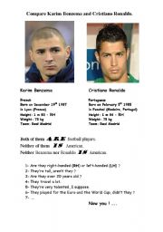 English Worksheet: Compare Benzema and Ronaldo : what do they have in common ?