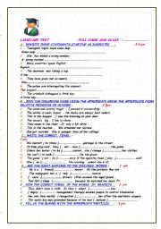 English worksheet: A LANGUAGE QUIZ 