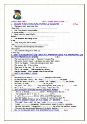 English Worksheet: A LANGUAGE QUIZ 