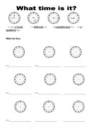 English Worksheet: What time is it?