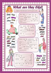 English Worksheet: WHAT ARE THEY LIKE?