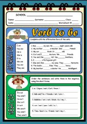 English Worksheet: VERB TO BE ( 2 PAGES )