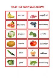 English Worksheet: Fruit & Vegetables Domino