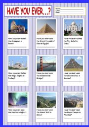 English Worksheet: Have you ever...?