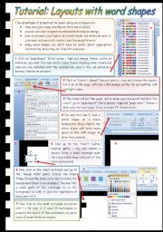 English Worksheet: Tutorial: Layouts with word shapes - 2 pages