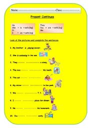 English Worksheet: Present continues 