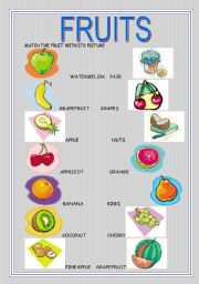 English worksheet: fruits