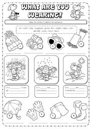 English Worksheet: What are you wearing?