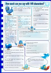 English Worksheet: How much can you say with 140 characters? (fully editable)