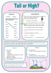 English Worksheet: Tall or High?