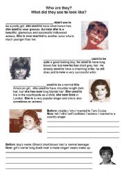 English Worksheet: USED TO / PRESENT SIMPLE: CELEBRITIES 