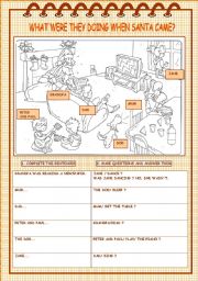 English Worksheet: WHAT WERE THEY DOING WHEN SANTA CAME ?