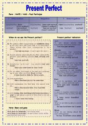 English Worksheet: present perfect guide