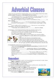 English Worksheet: Adverbial Clauses - 3 pages