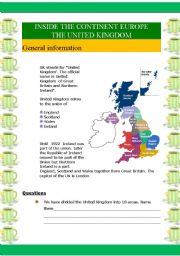 English Worksheet: Inside the continent Europe - The UK (6 pages)