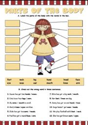 English Worksheet: PARTS OF THE BODY