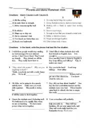 English Worksheet: Proverbs and Idioms about Work