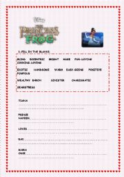 English Worksheet: FILM THE PRINCESS AND THE FROG