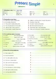 English Worksheet: PRESENT SIMPLE (Affirmative, negative and interrogative)