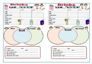 English Worksheet: Pair Work Activity- Drinks