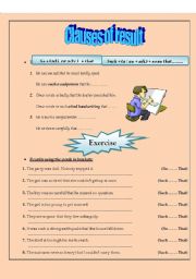 English Worksheet: clauses of reason