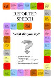 English Worksheet: Reported Speech - a boardgame - fully editable