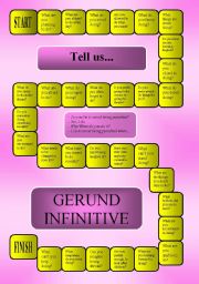 English Worksheet: Gerund - Infinitive - a boadgame (fully editable)