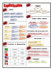 English Worksheet: capitalization rules