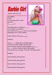 English worksheet: Song Barbie Girl