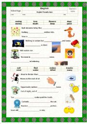 English Worksheet: Game: Proverbs quiz with pictures Part I (key included)