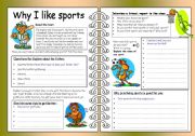 Four Skills Worksheet - Why I like Sports