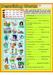 English Worksheet: Describing words