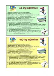 English Worksheet: -ed, - ing  adjectives - Grammar and speaking