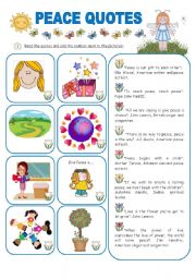 English Worksheet: PEACE QUOTES AND ACTIVITIES - 2 pages