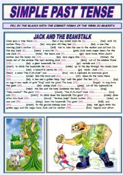 English Worksheet: SIMPLE PAST TENSE (JACK AND THE BEANSTALK)