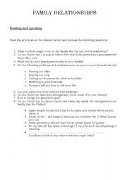 English Worksheet: Family relationships