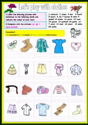 English Worksheet: lets play with clothes