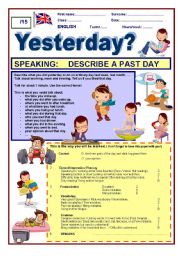 English Worksheet: Talking about a day in the past