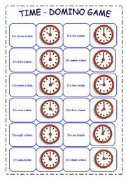 English Worksheet: TIME - DOMINO GAME
