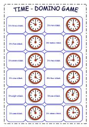 English Worksheet: TIME - DOMINO GAME