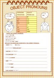 English Worksheet: OBJECT PRONOUNS