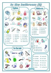 English Worksheet: In the bathroom 2 (editable)