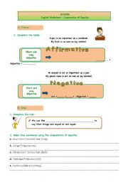 English Worksheet: The Comparative of Equality