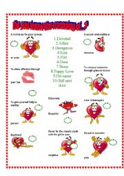 English Worksheet: Love Match Do you know these words?