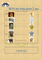 English worksheet: I saw the big 5