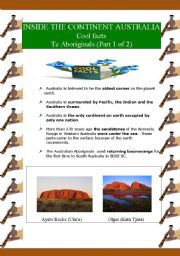 English Worksheet: Inside the continent Australia - Aboriginales (6 pages) 